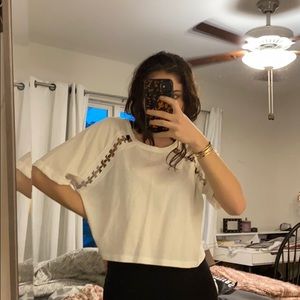Cute white crop top with metal detailing